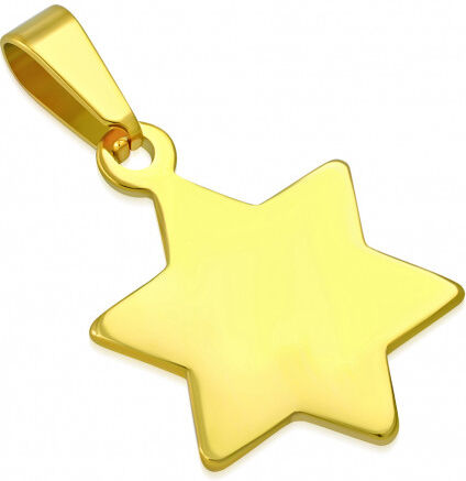 UrbanBijoux Pendentif femme homme acier forme étoile en plaqué or à graver UrbanBijoux Pendentif femme homme acier forme étoile en plaqué or à graver