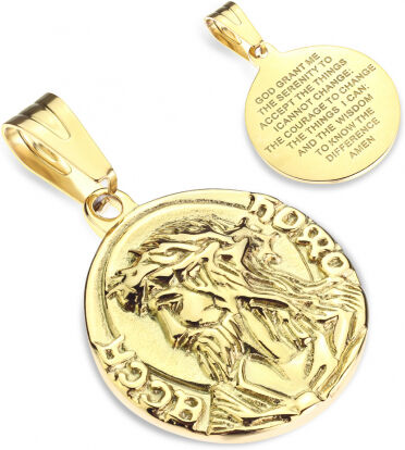 UrbanBijoux Pendentif homme en acier or médaillon jesus ecce homo prière sérénité UrbanBijoux Pendentif homme en acier or médaillon jesus ecce homo prière sérénité