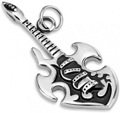 UrbanBijoux Pendentif homme femme acier plaqué noir guitare électrique et 1 chaine UrbanBijoux Pendentif homme femme acier plaqué noir guitare électrique et 1 chaine