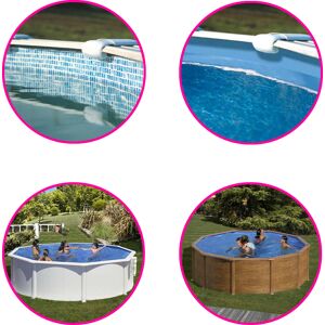 Gré Liner pour piscine acier Gre ronde Dimension - 4,00 x h0,90m, Coloris - Bleu uni, Type d’accroche - Overlap