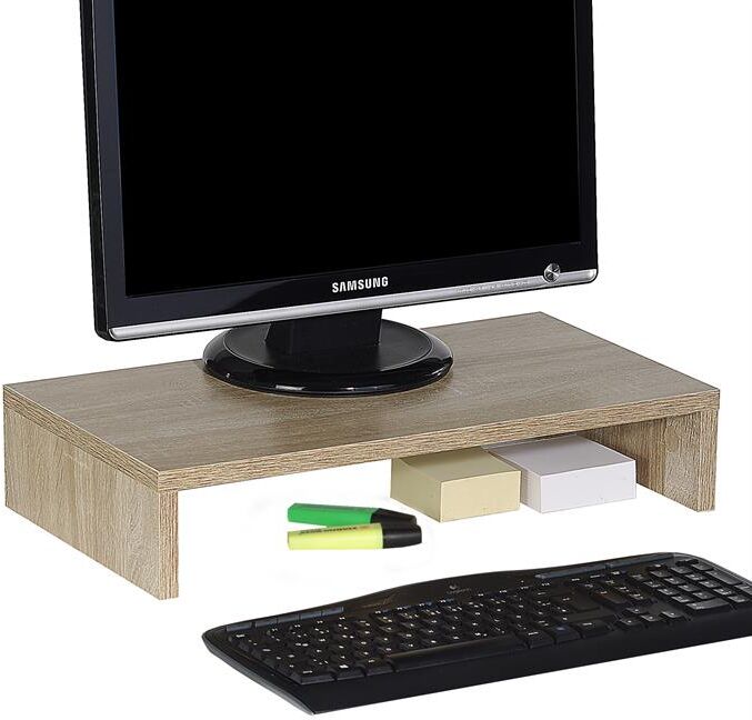 IDIMEX Support d'écran d'ordinateur MONITOR, en mélaminé décor chêne sonoma IDIMEX Support d'écran d'ordinateur MONITOR, en mélaminé décor chêne sonoma