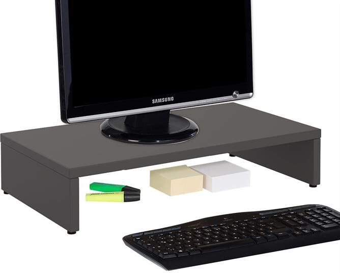 IDIMEX Support d'écran d'ordinateur MONITOR, en mélaminé gris mat IDIMEX Support d'écran d'ordinateur MONITOR, en mélaminé gris mat