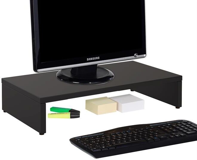 IDIMEX Support d'écran d'ordinateur MONITOR, en mélaminé noir mat IDIMEX Support d'écran d'ordinateur MONITOR, en mélaminé noir mat