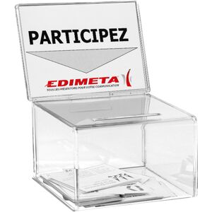 Edimeta Urne transparente 9 x 16 x 11 cm avec porte-affiche