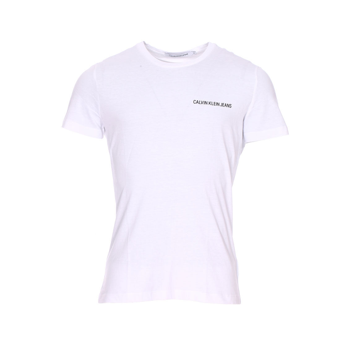 Calvin Klein Jeans Tee-shirt col rond Calvin Klein Jeans Chest Institutional en coton blanc floqué en noir - BLANC - L