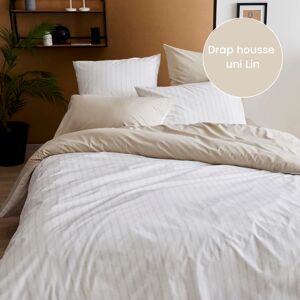 Drap housse percale Tradilinge GABY LIN Coloris LIN Couleur Lin