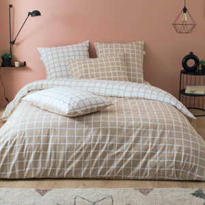 Housse de couette percale Tradilinge MAX BEIGE Demi de Mélée