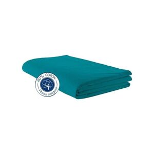 Drap plat 100% coton Tradilinge BLEU PAON (Couleur : Bleu Paon)