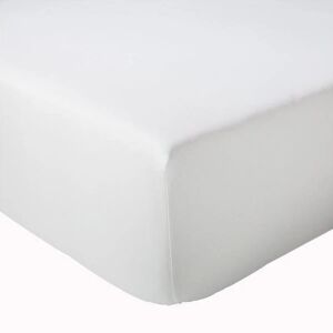 Drap housse tête et pieds relevables uni TRADILINGE, 100% coton 57 fils/cm² (Couleur : Blanc)