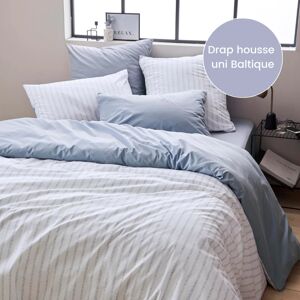 Drap housse percale Tradilinge GABY BALTIQUE - Coloris BALTIQUE (Couleur : Baltique)