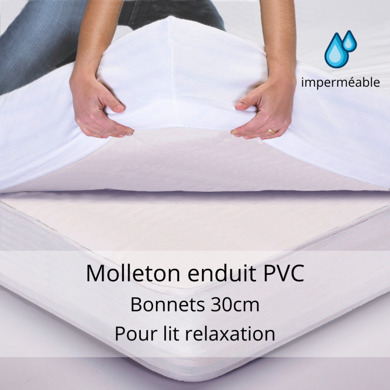 Protège Matelas molleton enduit tête et pieds relevables Tradilinge (Couleur : Blanc)