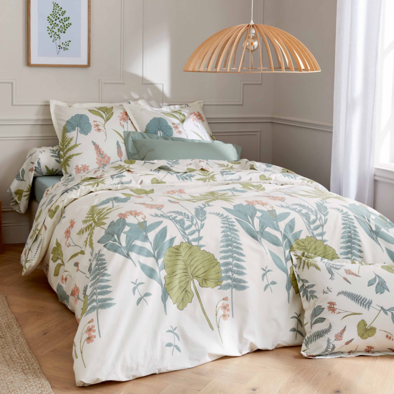 Housse de couette percale Tradilinge FÉÉRIE SAUGE