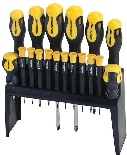 Silverline "Ensemble de 18 tournevis à manche caoutchouté" Silverline "Ensemble de 18 tournevis à manche caoutchouté"