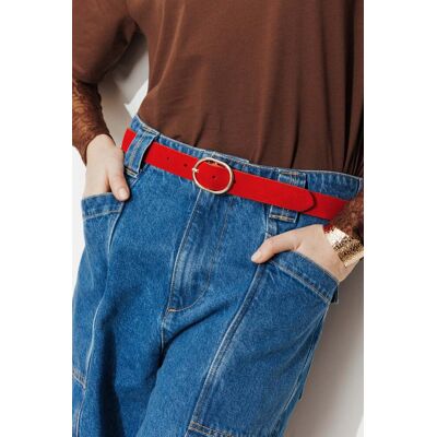 Promod Ceinture en cuir Femme Rouge S - Publicité Promod Ceinture en cuir Femme Rouge S - Publicité