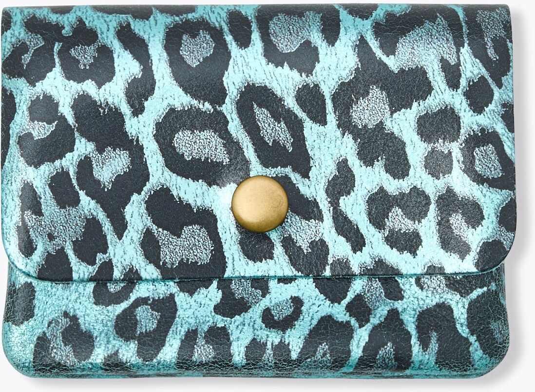 Porte-monnaie léopard en cuir Bleu Unique - Promod - Modalova