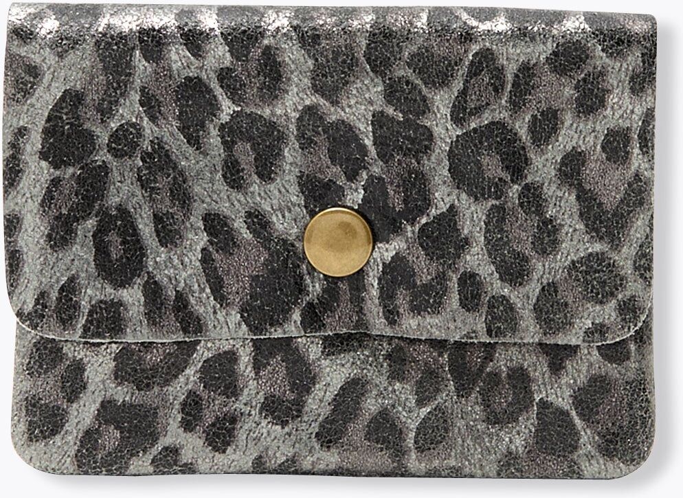 Porte-monnaie léopard en cuir Imprimé gris - Promod - Modalova
