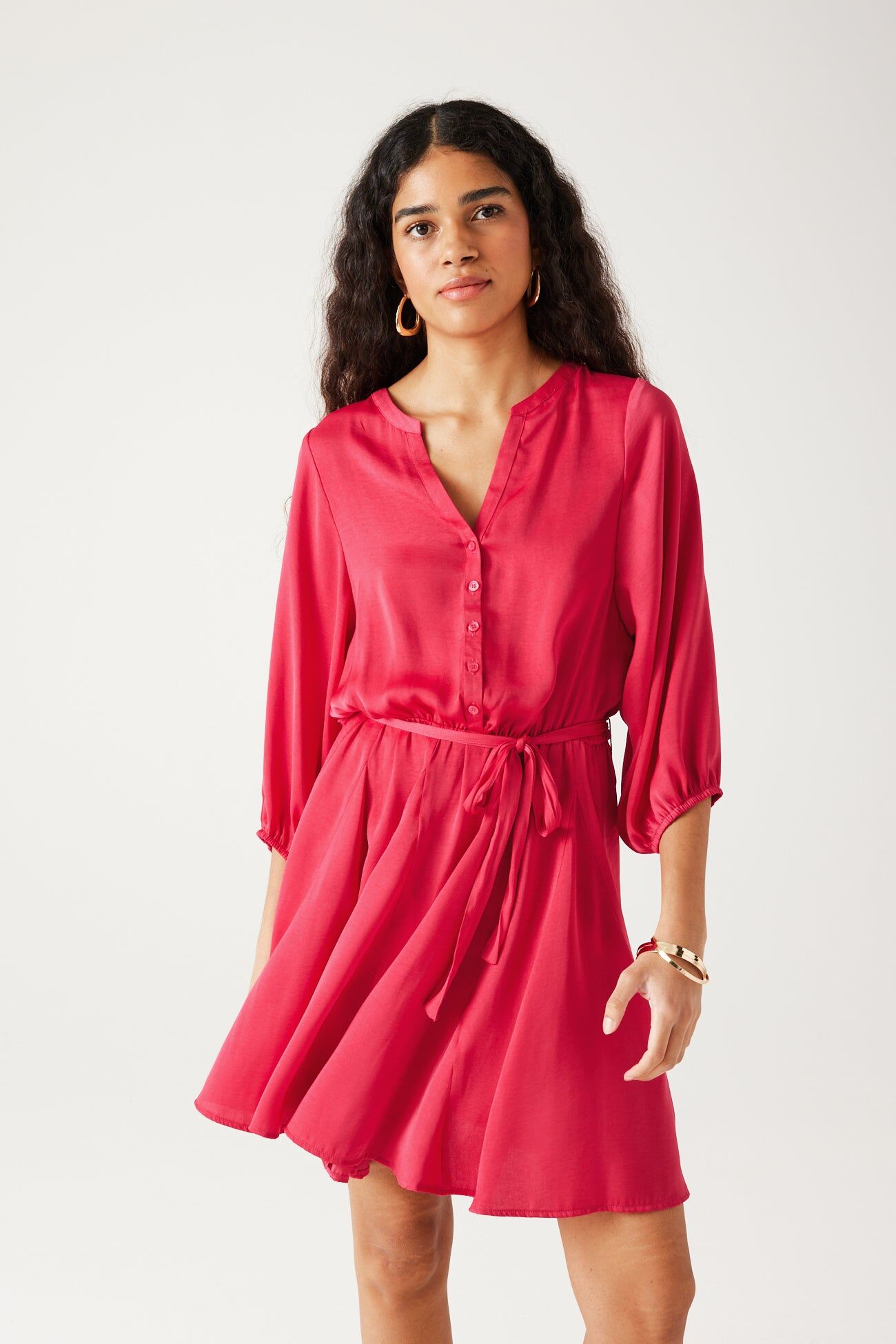 Promod Robe courte en satin Femme Framboise 44