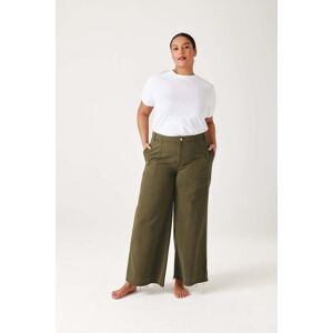 Promod Pantalon large en toile Femme Kaki 48