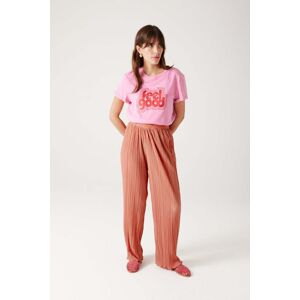 Promod Pantalon large et plisse Femme Rose 38