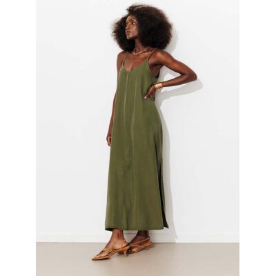 Promod Robe longue unie en lyocell Kaki 44 - Publicité Promod Robe longue unie en lyocell Kaki 44 - Publicité