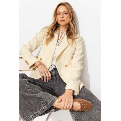 Promod Veste blazer croisé Femme Ecru 44 - Publicité Promod Veste blazer croisé Femme Ecru 44 - Publicité