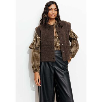Promod Cardigan sans manches Femme Marron S - Publicité Promod Cardigan sans manches Femme Marron S - Publicité