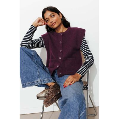 Promod Cardigan sans manches Femme Bordeaux S - Publicité Promod Cardigan sans manches Femme Bordeaux S - Publicité