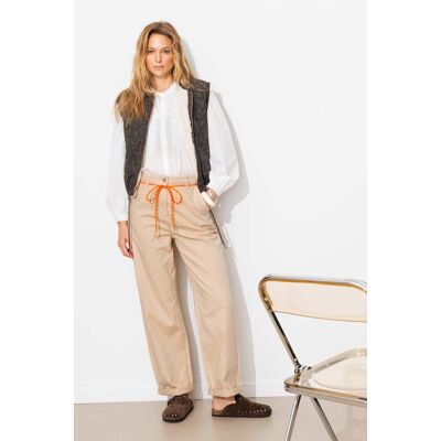 Promod Pantalon chino taille haute Ecru 38 - Publicité Promod Pantalon chino taille haute Ecru 38 - Publicité