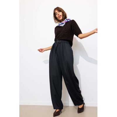 Promod Pantalon balloon rayé Femme Rayé marine 38 - Publicité Promod Pantalon balloon rayé Femme Rayé marine 38 - Publicité