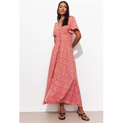 Promod Robe longue imprimée Femme Imprimé rouge 34 - Publicité Promod Robe longue imprimée Femme Imprimé rouge 34 - Publicité