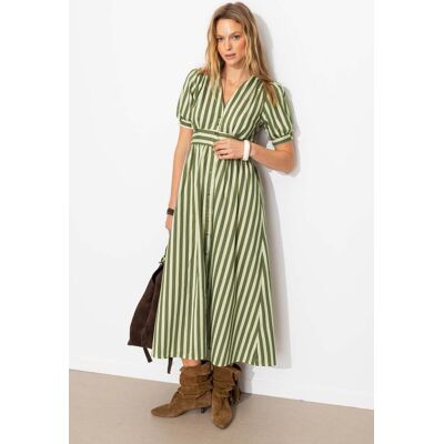 Promod Robe longue rayée Femme Rayé kaki 34 - Publicité Promod Robe longue rayée Femme Rayé kaki 34 - Publicité