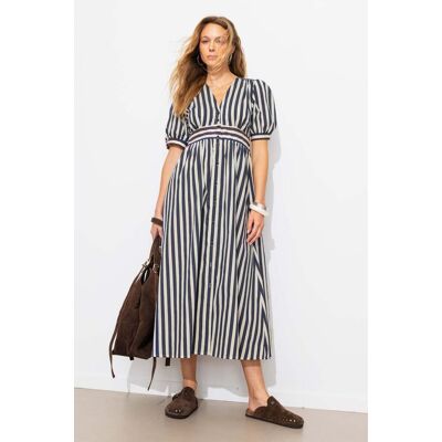 Promod Robe longue rayée Femme Rayé marine 38 - Publicité Promod Robe longue rayée Femme Rayé marine 38 - Publicité