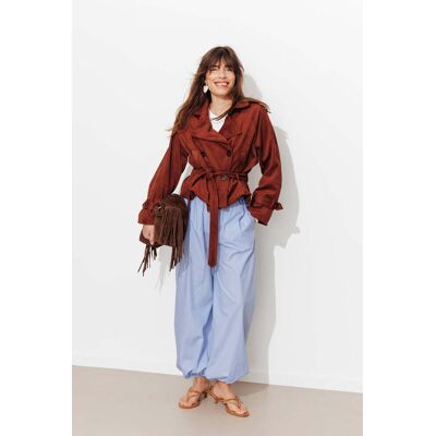 Promod Pantalon sarouel rayé Femme Rayé bleu XXL - Publicité Promod Pantalon sarouel rayé Femme Rayé bleu XXL - Publicité