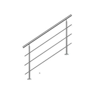 Bc-elec - AHM1203 Main courante d'escalier 120cm, balcon, balustrade, garde-corps en inox avec 3 barres transversales, install. à plat ou inclinée