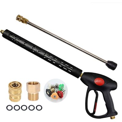 Varan Motors - WBG01 Pistolet haute pression avec lance 101cm 275bars Raccord M22 & Quick Connect 1/4" – 5 buses incluses - Publicité Varan Motors - WBG01 Pistolet haute pression avec lance 101cm 275bars Raccord M22 & Quick Connect 1/4" – 5 buses incluses - Publicité