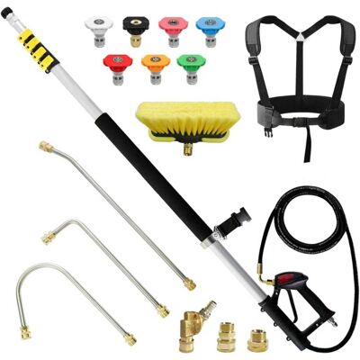 Varan Motors - HPCTR-01 Perche télescopique haute pression 6.7m Lance télescopique pour nettoyage de gouttières, murs, toit etc. Publicité Varan Motors - HPCTR-01 Perche télescopique haute pression 6.7m Lance télescopique pour nettoyage de gouttières, murs, toit etc. Publicité