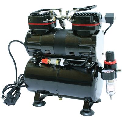 Bc-elec - TC-90T Compresseur aérographe bicylindre 190W 0-4 bar Modèle AS196 avec réservoir d'air - Publicité Bc-elec - TC-90T Compresseur aérographe bicylindre 190W 0-4 bar Modèle AS196 avec réservoir d'air - Publicité