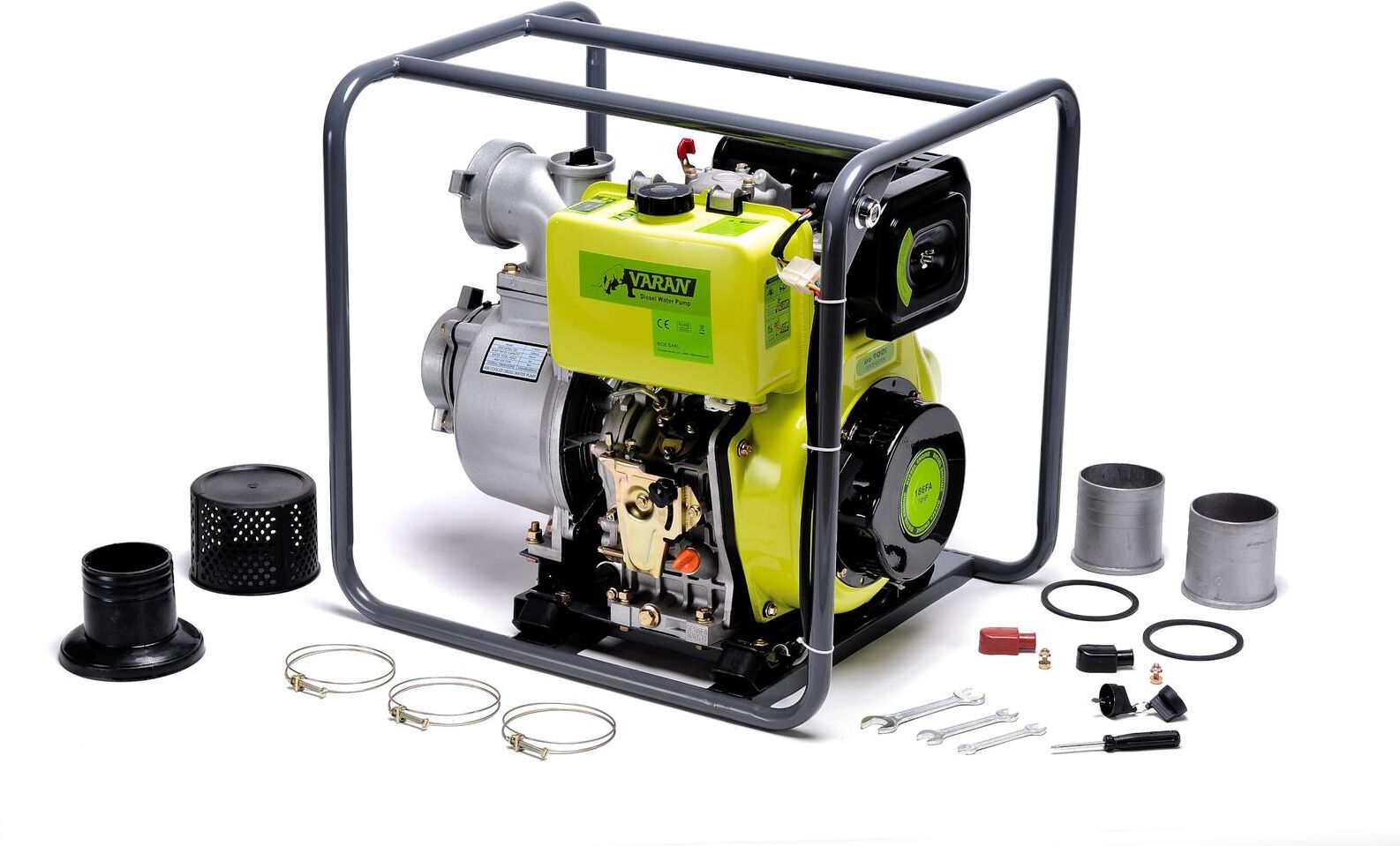 Varan Motors - 92707 Pompe à eau Diesel Motopompe 4'' 418cc 10CV, Dém. Electrique, 96m³/h, 31m max