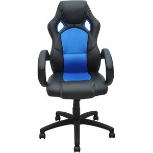 Bc-elec - bs11010-2 Siège baquet fauteuil de bureau bleu et noir, tissu et cuir