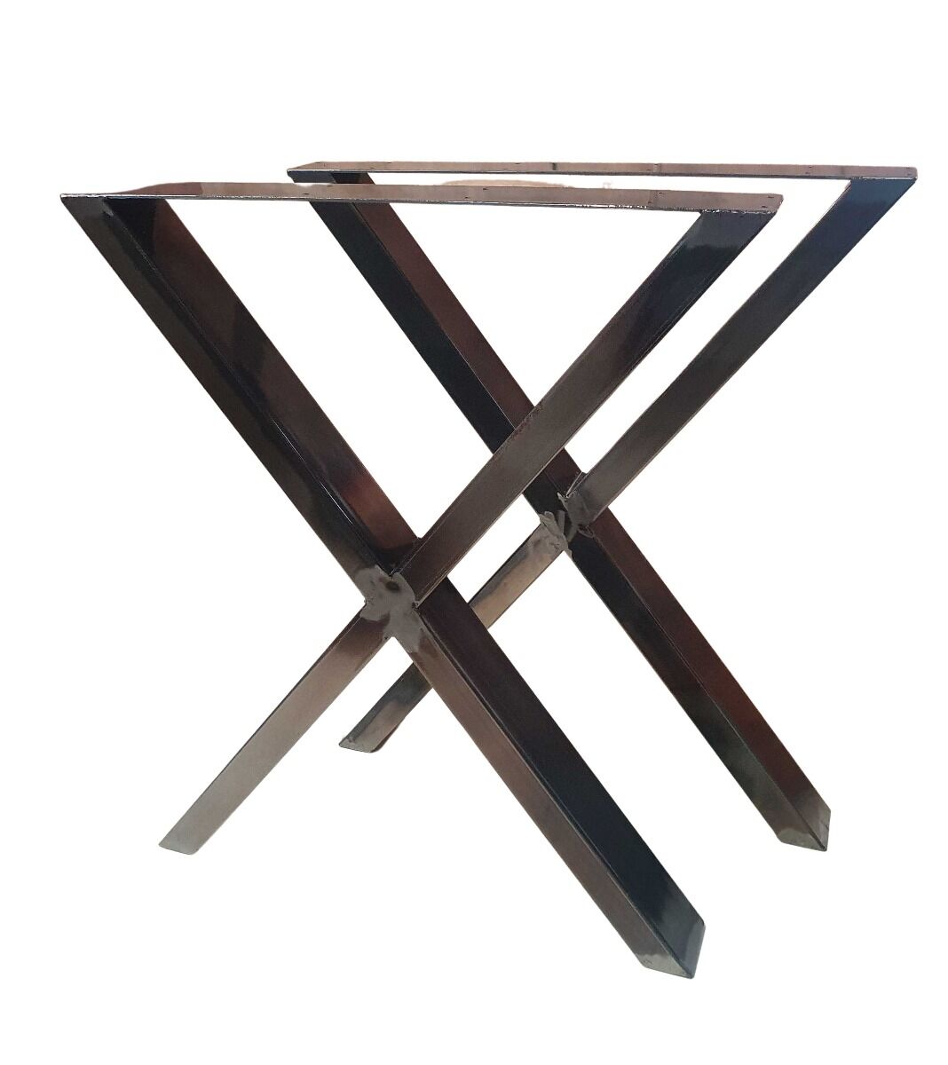 Bc-elec - HMLT-3-RUS Jeu de 2 Pieds de table en acier brut vernis format X, Pieds de table métal 60x72cm, Design Industriel