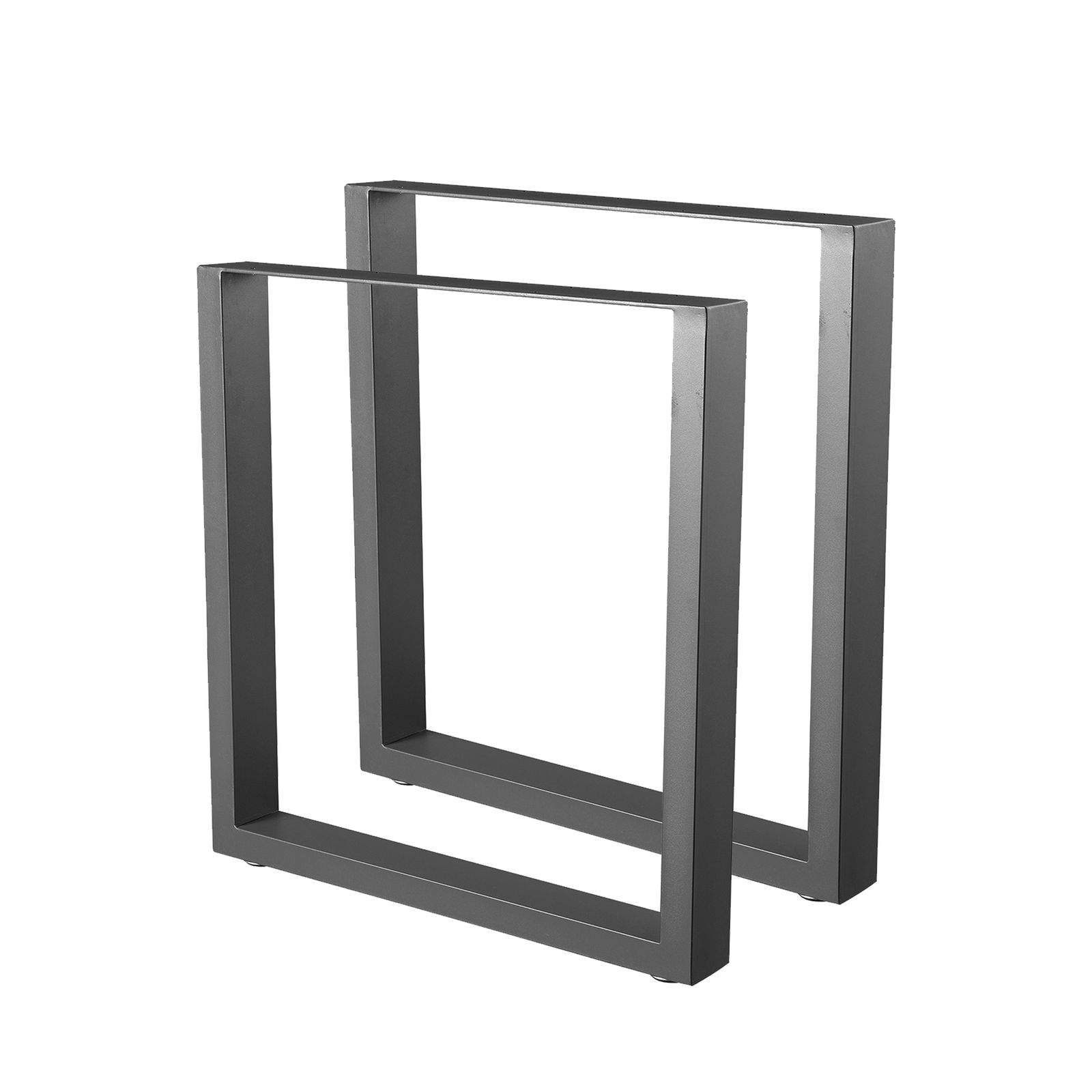 Bc-elec - HM7072-B Jeu de 2 Pieds de table en acier format rectangulaire noir, Pieds pour meubles, Pieds de table métal 70x72cm