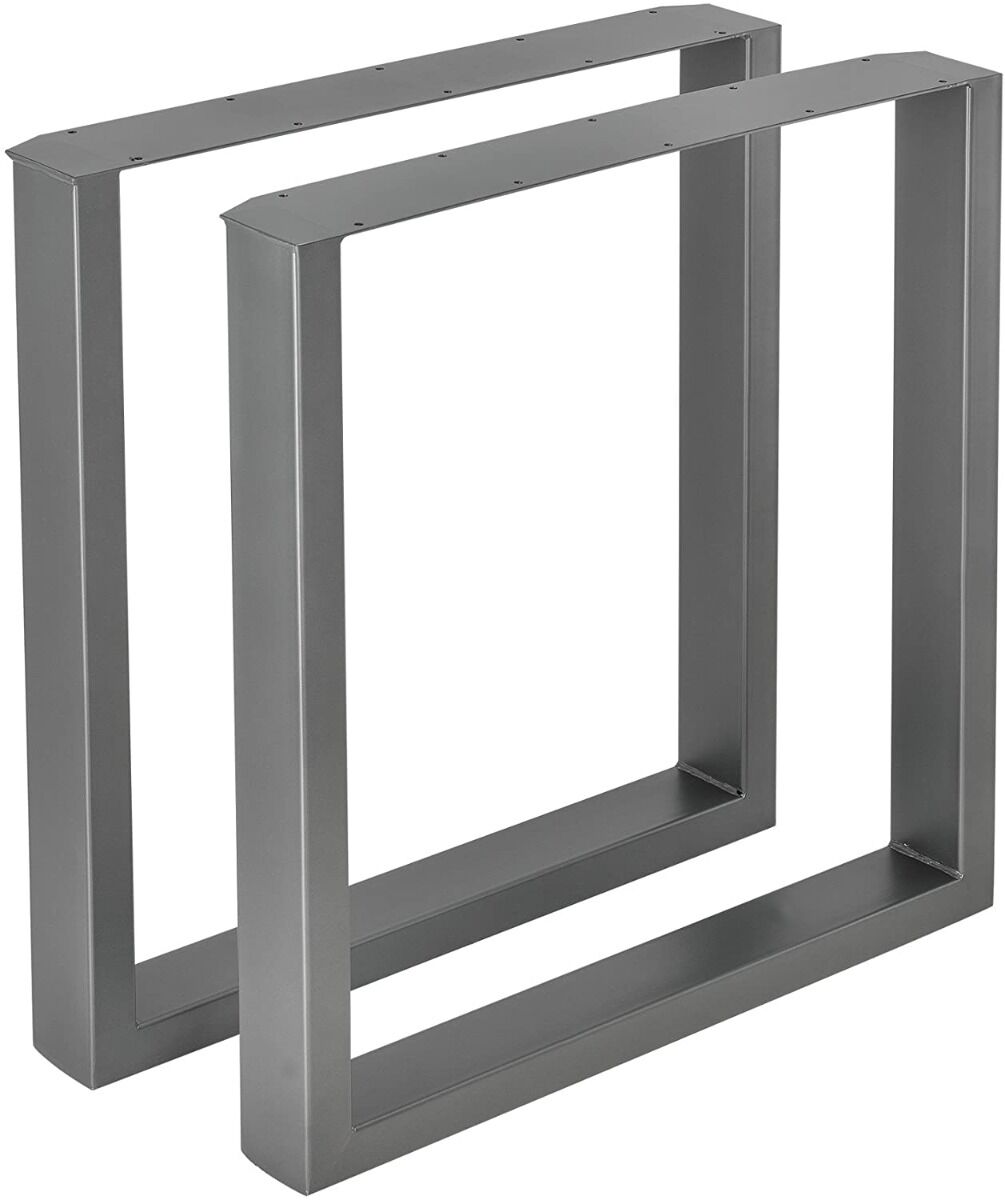 Bc-elec - HM6072-GRIS 2 Pieds de table en acier gris format rectangulaire 60x72cm, Pieds pour meubles, Pieds de table métal