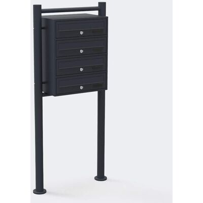 Bc-elec - HPB1X4-GS Boite aux lettres sur pieds Anthracite pour 4 appartements - Publicité Bc-elec - HPB1X4-GS Boite aux lettres sur pieds Anthracite pour 4 appartements - Publicité