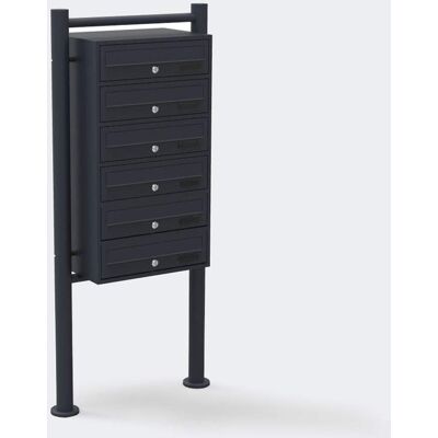 Bc-elec - HPB1X6-GS Boite aux lettres sur pieds Anthracite pour 6 appartements - Publicité Bc-elec - HPB1X6-GS Boite aux lettres sur pieds Anthracite pour 6 appartements - Publicité