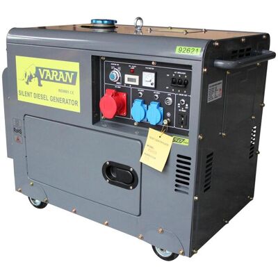 Varan Motors - 92621-ATS Groupe électrogène Diesel 5.5kVA, 1 x 400V, 2 x 230V + Démarrage automatique ATS. Publicité Varan Motors - 92621-ATS Groupe électrogène Diesel 5.5kVA, 1 x 400V, 2 x 230V + Démarrage automatique ATS. Publicité