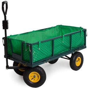 Varan Motors - TC1840A Chariot de jardin, remorque à main, avec bâche, cotés amovibles, Max 350Kg