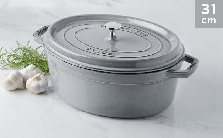 Staub Cocotte Staub Gris graphite ovale 31 cm Staub Cocotte Staub Gris graphite ovale 31 cm
