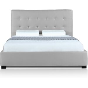 IntenseDeco Lit Coffre Layton + Sommier 160cm Argent