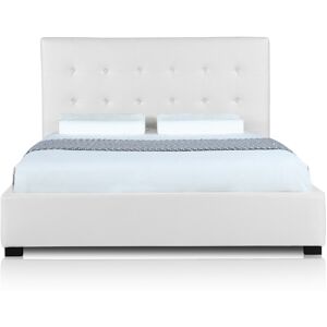 IntenseDeco Lit Coffre Layton + Sommier 160cm Blanc