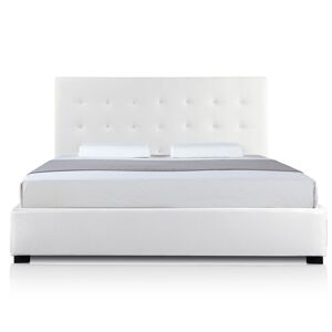 IntenseDeco Lit Coffre Layton + Sommier 180cm Blanc